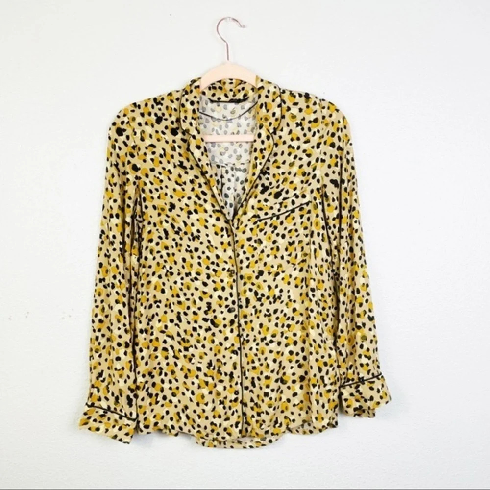 Zara Basic Collection Leopard Print Collared Blou… - image 3